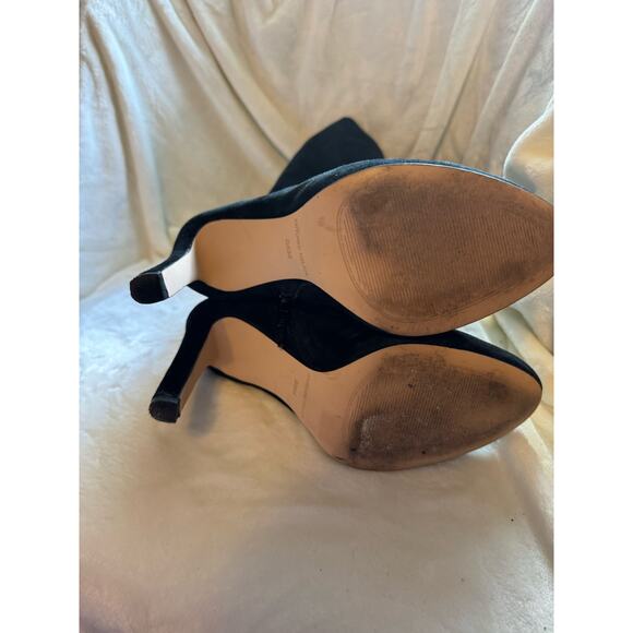 Antonio Melani Black High Heeled Suede Tall Boots with Buckle 8.5 - Picture 4 of 5